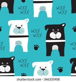 seamless turquoise dog pattern vector illustration