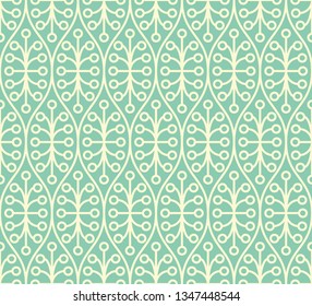 Seamless turquoise ethnic vintage ogee pattern vector