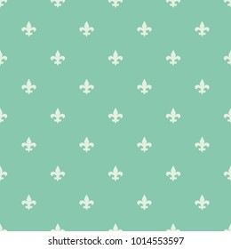 Seamless turquoise Fleur de Lis vintage classic textile pattern vector