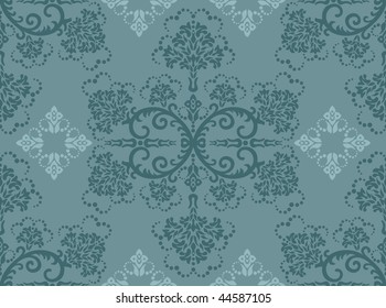 Seamless turquoise floral wallpaper