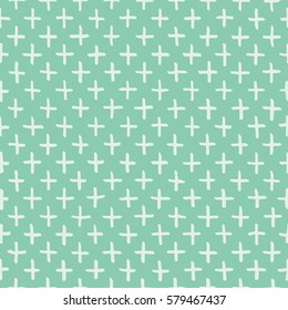 Seamless turquoise hand drawn dense cross pattern vector