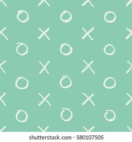 Seamless turquoise hand drawn tic tac toe pattern vector
