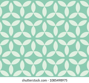 Seamless turquoise hexagonal floral petals geometric pattern vector