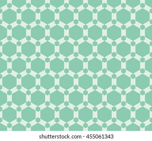 Seamless turquoise hexagonal fractal grid pattern vector