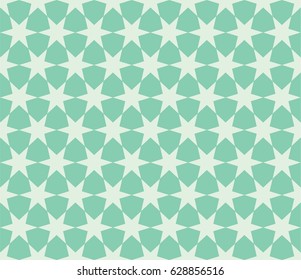 Seamless turquoise hexagonal stars tesselation pattern vector