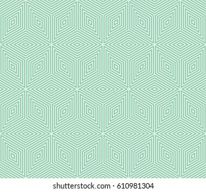 Seamless turquoise isometric hexagonal optical illusion isometric pattern vector