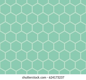 Seamless turquoise isometric hexagonal outline basic pattern vector