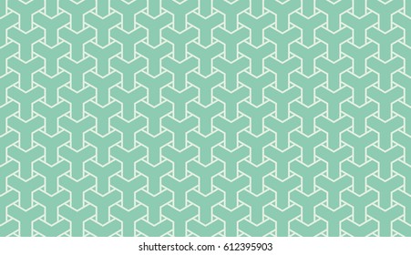 Seamless turquoise isometric mesh intersecting trident pattern vector