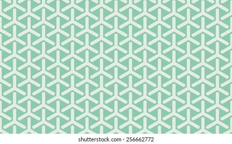 Seamless turquoise isometric overlapping tridents pattern vector