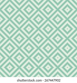 Seamless turquoise op art ethnic pixel tribal textile pattern vector