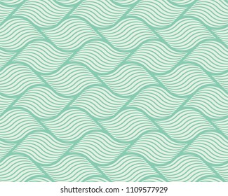 Seamless turquoise op art illusion woven waves pattern vector