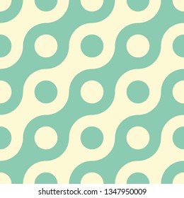 Seamless turquoise op art illusion rounds and waves pattern vector