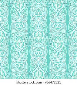 Seamless turquoise ornamental vector pattern