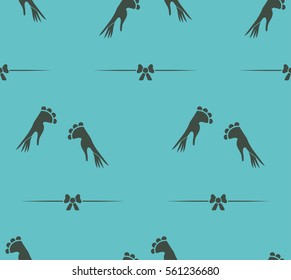 Seamless turquoise pattern gloves and bows.