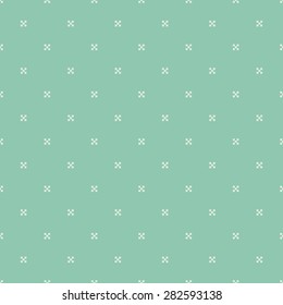 Seamless turquoise pixel cross textile pattern vector