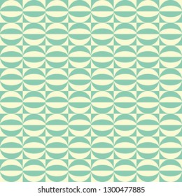 Seamless turquoise rounds and squares hypnotizing geo op art pattern vector