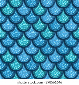 Seamless turquoise shiny river fish scales. Dragonscale. Brilliant background for design. Vector illustration eps 10