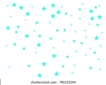 Seamless turquoise starry in white background. Tiny stars. Confetti celebration, Falling turquoise abstract decoration for party, birthday celebrate, holiday anniversary or event, festive.