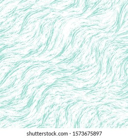 Seamless turquoise vector pattern of splashes and brush strokes. Blue texture on a white background. Print for clothes fabric or wrapper