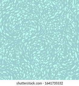 Seamless turquoise vector texture for decorating fabric or dots or circles paper spinning in the form of loops and spirals on a faded backdrop