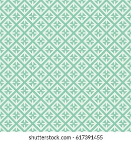 Seamless turquoise vintage diagonal square medieval pattern vector