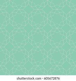 Seamless turquoise vintage islamic octagonal ornamental outline pattern vector