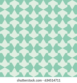 Seamless turquoise vintage mod op art pointy polygons pattern vector
