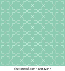Seamless turquoise vintage straight octagonal star and cross pattern vector