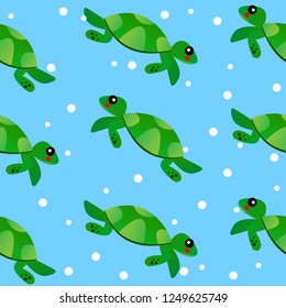 seamless turtle baby kid cartoon pattern draw comic art vector and illustration