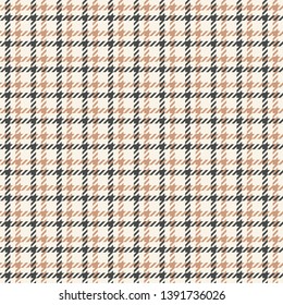 Seamless tweed hounds tooth check plaid pattern in beige and grey for fashion textile design.