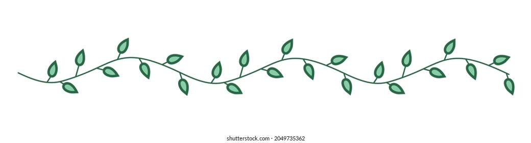 seamless twig. branch with leaves curved wavy line