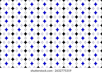 Seamless Twinkling Black and Blue Star Pattern Background. Wallpaper. Vector Illustration