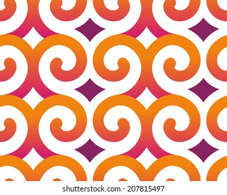 Seamless twirl orange pattern on white