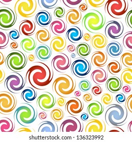 Seamless twirl psychedelic background with color rounded shapes