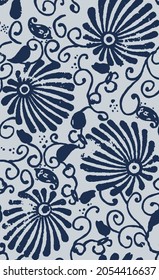 Seamless twirly trellis floral tile