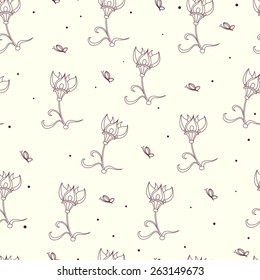 Seamless two color floral pattern.