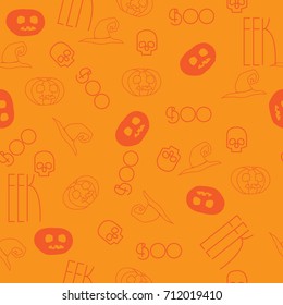 Seamless two tone pattern for Halloween, with symbols and signs vector