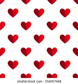 Seamless two tone red heart pattern on white background