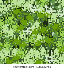 Seamless two-layer camouflage. The front layer is pixel.
The background consists of leaves. Easy to edit.