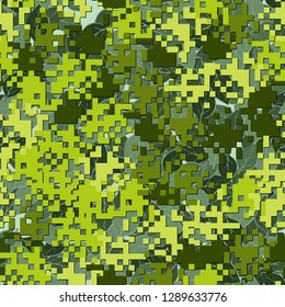Seamless two-layer camouflage. The front layer is pixel.
The background consists of leaves. Easy to edit.