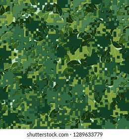 Seamless two-layer camouflage. The front layer is pixel.
The background consists of leaves. Easy to edit.
