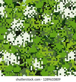 Seamless two-layer camouflage. The front layer is pixel.
The background consists of leaves. Easy to edit.