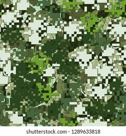 Seamless two-layer camouflage. The front layer is pixel.
The background consists of leaves. Easy to edit.