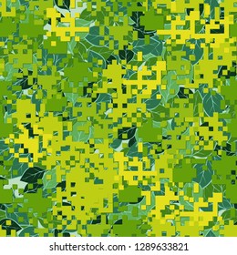 Seamless two-layer camouflage. The front layer is pixel.
The background consists of leaves. Easy to edit.