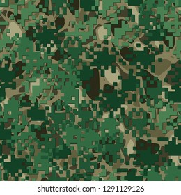 Seamless two-layer camouflage. The front layer is pixel.
The background consists of various smooth shapes. Easy to edit.
