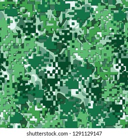 Seamless two-layer camouflage. The front layer is pixel.
The background consists of various smooth shapes. Easy to edit.
