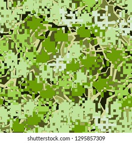 Seamless two-layer camouflage. The front layer is pixel.
Background consisting of broken abstract shapes. Easy to edit.