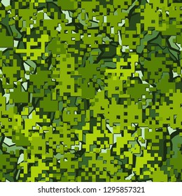 Seamless two-layer camouflage. The front layer is pixel.
Background consisting of broken abstract shapes. Easy to edit.