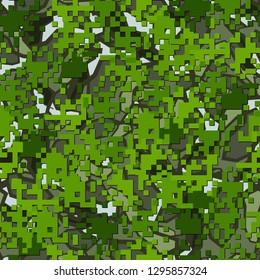 Seamless two-layer camouflage. The front layer is pixel.
Background consisting of broken abstract shapes. Easy to edit.