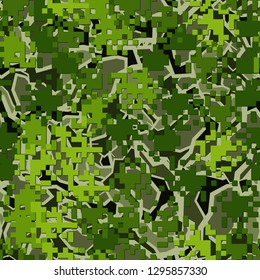 Seamless two-layer camouflage. The front layer is pixel.
Background consisting of broken abstract shapes. Easy to edit.